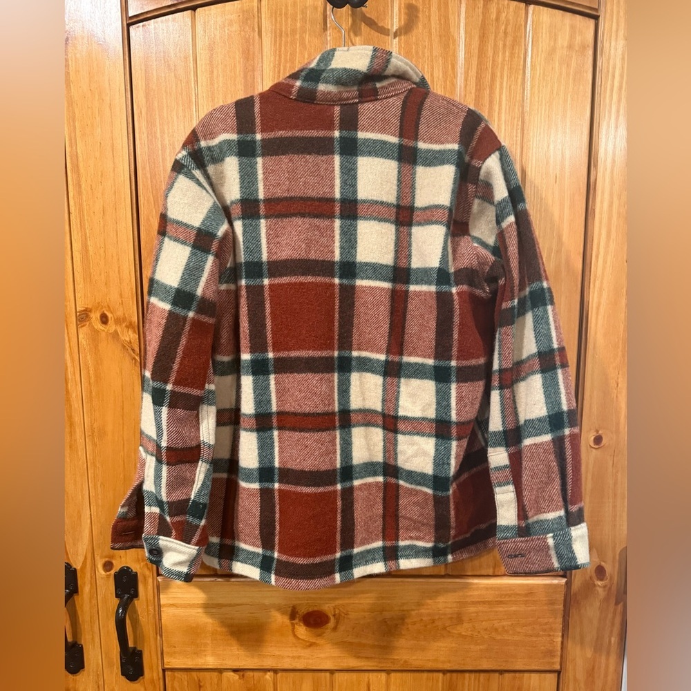 Woolrich VTG 60s 70s Wool Nylon Blend Shirt Jacket Plaid Red Green Brown Mens - Picture 4 of 6